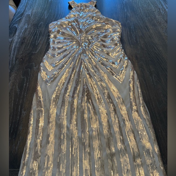 🟣 ROSE GOLD SEQUIN LINED SLEEVELESS MINI DRESS SIZE LARGE - Picture 3 of 6